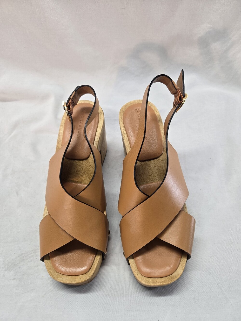 Tory Burch Blythe Women's Size 9M Brown Platform Slingback Sandal EUC - Picture 3 of 6